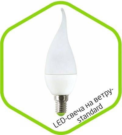 Светодиодная лампа ASD Свеча на ветру C37 E14 7.5W 3000К 2K 115x37 пластик/алюм standard 4556