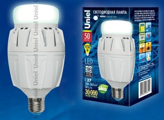 Светодиодная лампа Uniel высокомощн. E27 50W(4600lm 180°) 4000K 4K алюм/матов. 166x88 LED-M88-50W/NW/E27/FR