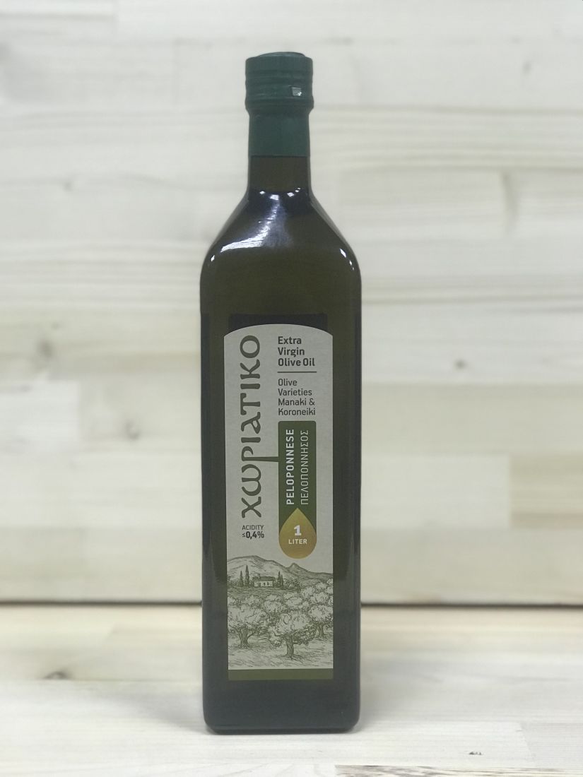 Домашнее оливковое масло Horiatiko Peloponnese Extra Virgin 1 л стекло