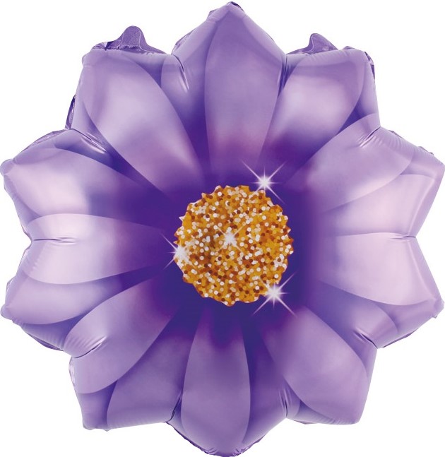 Цветок фиолетовый шар фольгированный с гелием