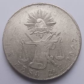 1 песо (Регулярный выпуск) Мексика 1872 "Zs Н"