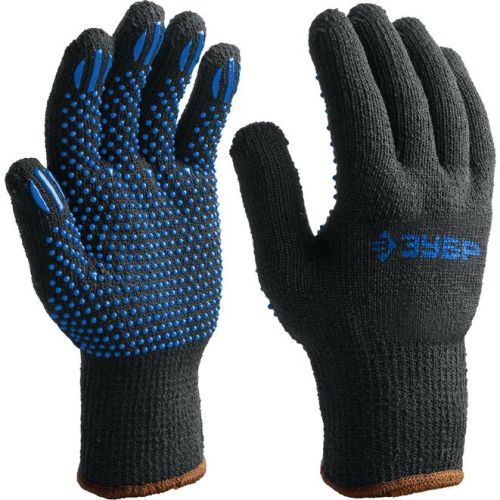 ЗУБР L-XL, 7 класс, перчатки трикотажные утепленные, с противоскользящим ПВХ покрытием (точка) 11462-XL Мастер