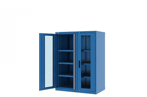 Шкаф металлический для инструмента двухсекционный, Titan, дверца со стеклом, синий FERRUM 43.1201-5015