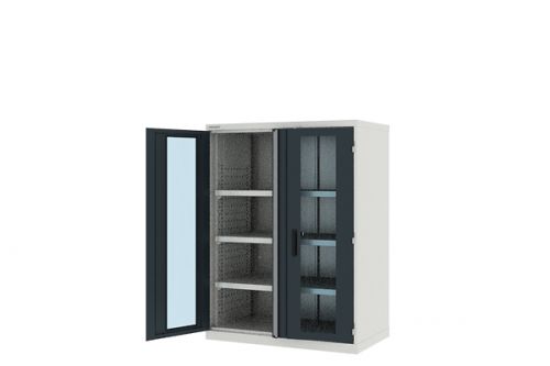 Шкаф металлический для инструмента двухсекционный, Titan, дверца со стеклом, темно-серый FERRUM 43.1201-7001/7016