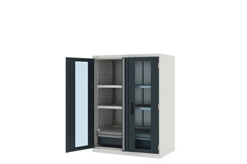 Шкаф металлический для инструмента двухсекционный, Titan, дверца со стеклом, темно-серый FERRUM 43.1202-7001/7016