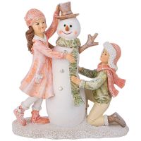 Статуэтка "Дети со снеговиком" 14.5х6.5х16 см