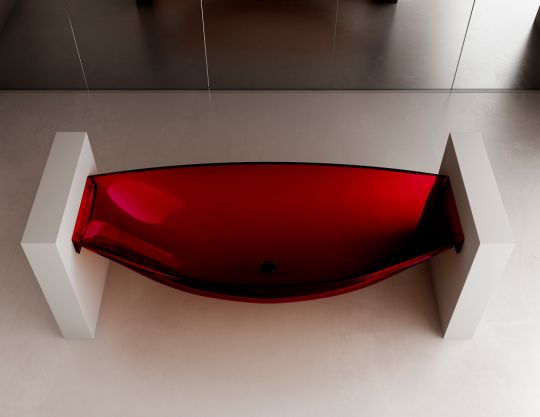 Прозрачная ванна ABBER Kristall AT9704Rubin подвесная красная 180х80 ФОТО