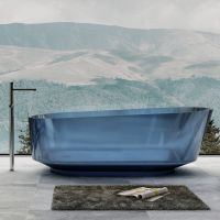 Отдельностоящая прозрачная ванна ABBER Kristall AT9706Saphir синяя 170х80 схема 1