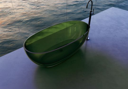 Овальная прозрачная ванна ABBER Kristall AT9703Emerald зеленая 170х75 ФОТО