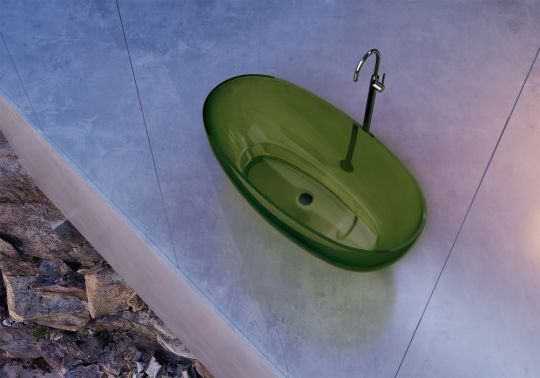Овальная прозрачная ванна ABBER Kristall AT9703Emerald зеленая 170х75 схема 6