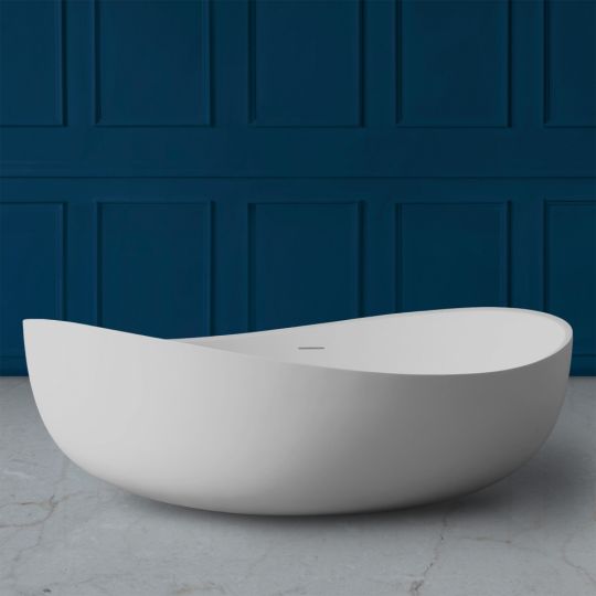 Фото Отдельностоящая ванна из искусственного камня ABBER Stein AS9639 белая матовая 180х110