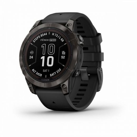 Умные часы Garmin FENIX 7 PRO Sapphire Solar титановый угольно-серый DLC с черным ремешком