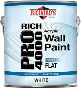 Краска для Стен и Потолков Richards Paint Rich Pro 4000 3.8л Белая, Акрило-Латексная для Внутренних Работ / Ричардс