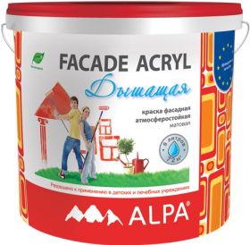 Краска Фасадная Alpa Facade Acryl 4.5л Атмосферостойкая, Дышащая, Белая, Матовая / Альпа Фасад Акрил