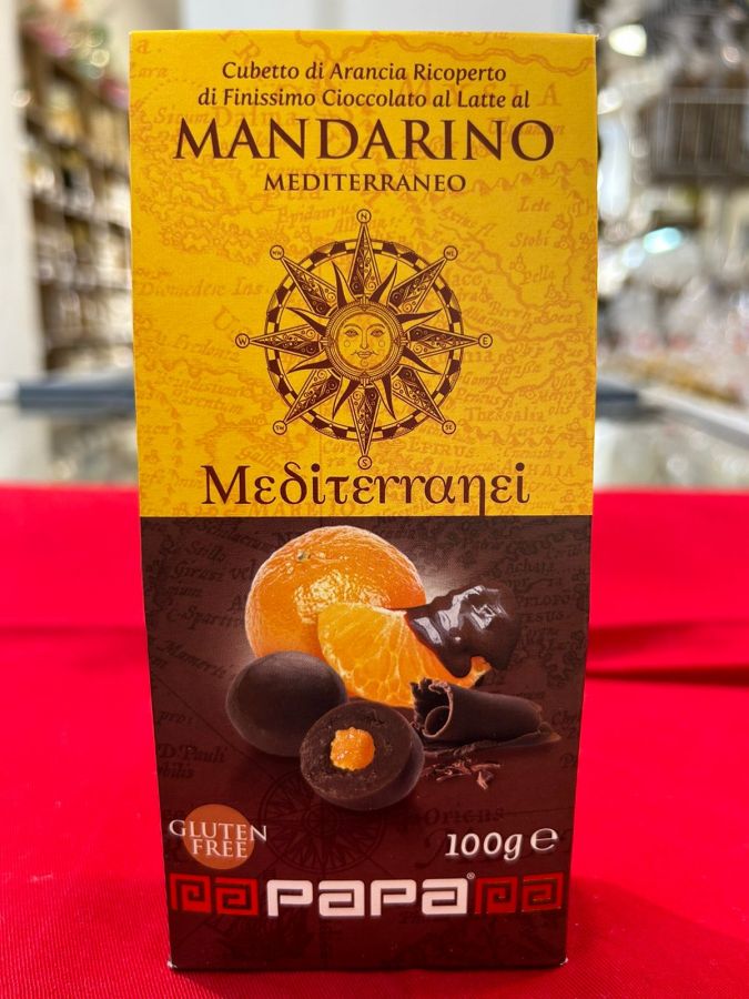 Апельсин в молочном шоколаде со вкусом Мандарина 100 г, Cubetto di arancia ricoperto di finissimo cioccolato al latte al mandarino, Papa, 100 g
