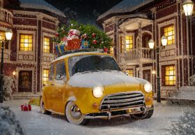 Фон стена "Christmas car"