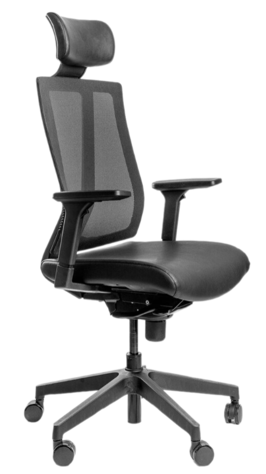 Эргономичное кресло  G1 (Спинка: черный. Сиденье: эко-кожа чёрный)