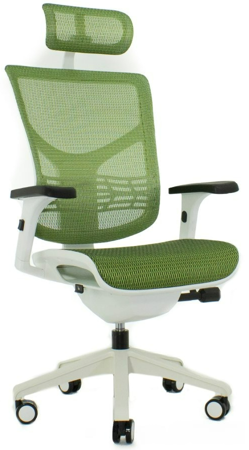 Эргономичное сетчатое кресло VISTA (Каркас белый / сетка зелёная)