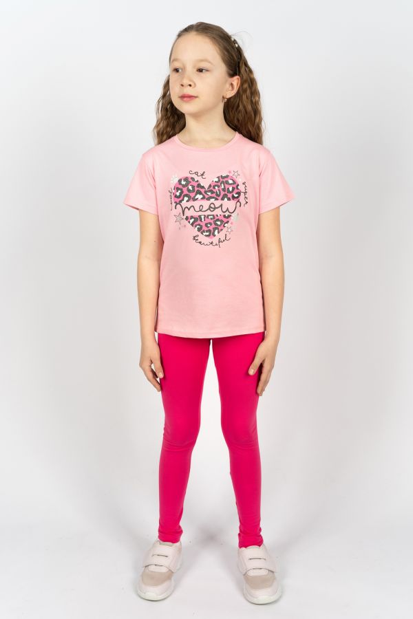Комплект для девочки 41109 футболка + лосины [с.розовый/розовый]