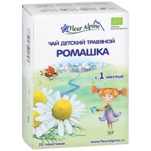Чай Fleur Alpine детский травяной "Organic" Ромашка с 1 месяца, 20пак*1г