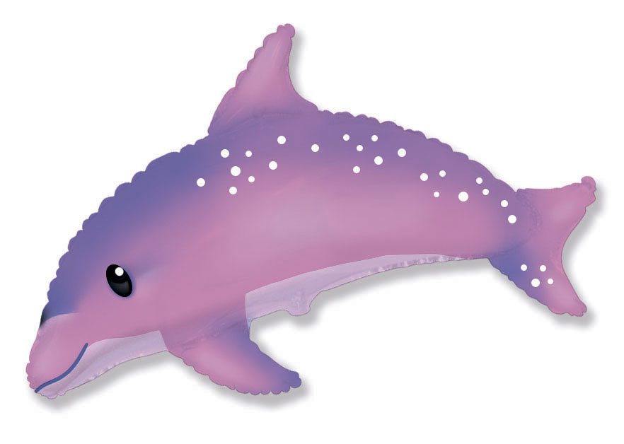 Дельфин розовый шар фольгированный с гелием