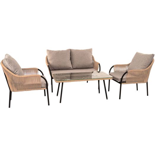 Комплект мебели NUAR (диван, 2 кресла, стол журнальный. Экоротанг эрба стейпл грано)
