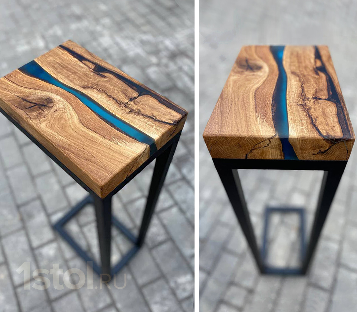 Приставной стол из дерева и эпоксидной смолы