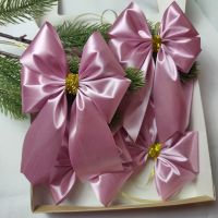 Елочное украшение, набор бантики на елку 6 шт, лиловый цвет