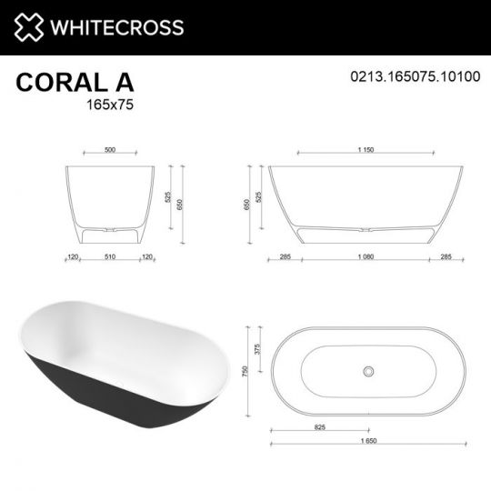 Ванна WHITECROSS Coral A 165x75 0213.165075 схема 26