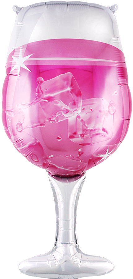 Бокал розовый шар фольгированный с гелием