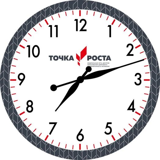 Часы настенные с логотипом "Точка Роста" (белый циферблат, серый обод)