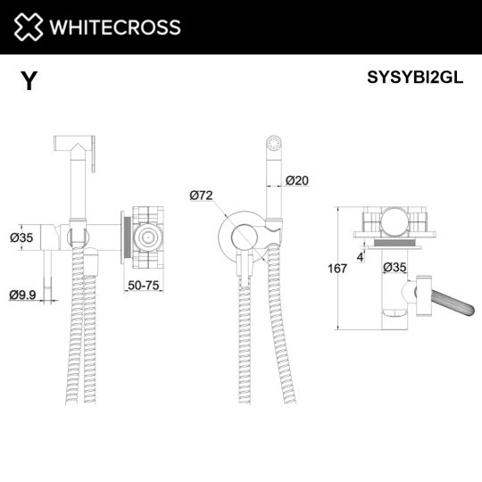 Смеситель с гигиеническим душем WHITECROSS Y SYSYBI2GL золото схема 3