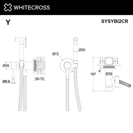 Смеситель с гигеническим душем WHITECROSS Y SYSYBI2CR хром схема 3