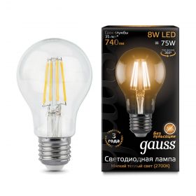 Лампа Gauss LED Filament  A60 E27 8W 740Lm 2700K 102802108 / МВ Лайт