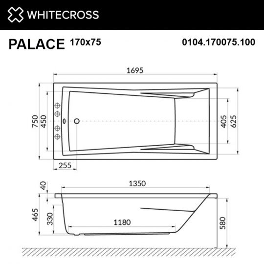 Ванна WHITECROSS Palace 170x75 схема 5