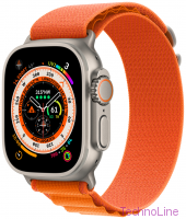 Apple Watch Ultra 49 мм Titanium Case GPS + Cellular, титановый/оранжевый Alpine Loop (L)