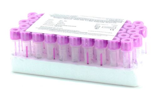 Микропробирки без капилляра с ЭДТА К3, 0,2 мл, 10х45 мм, пластик, для взятия капиллярной крови, для гематологических исследований, упаковка 50 шт