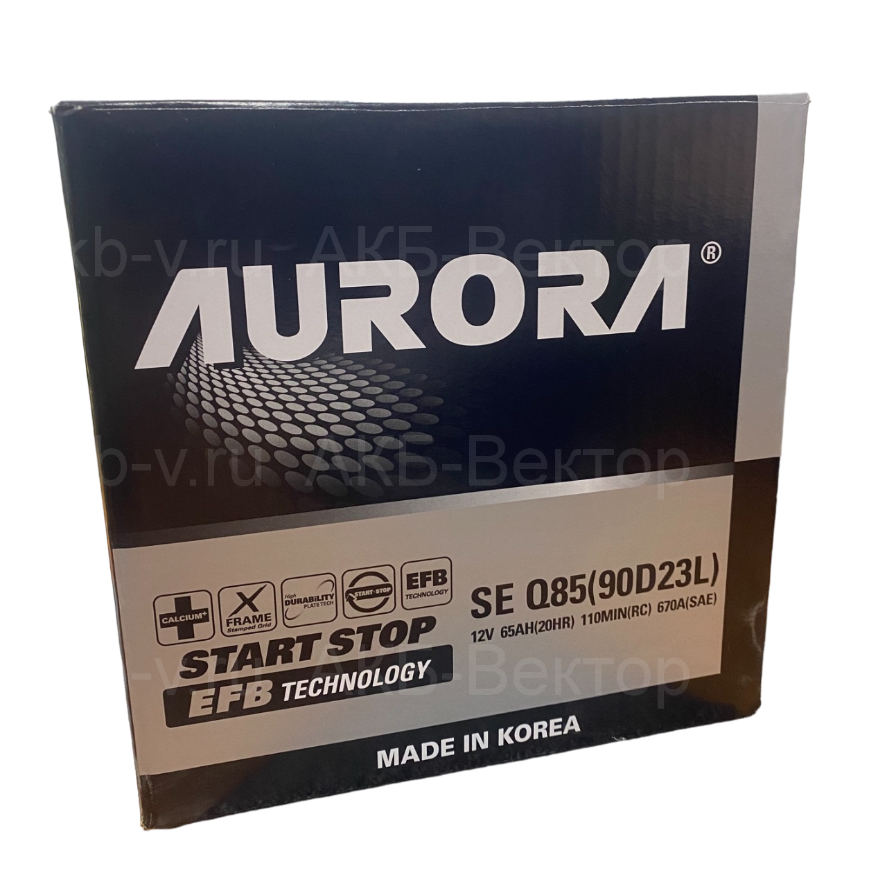 АКБ Aurora EFB 65Ач 670А(EN) 85Q 90D23L 23г.