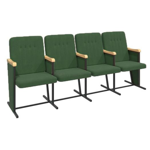 Секция театральных кресел «Лидер» 4-х местная с откидными сидениями (Цвет обивки Зелёный)