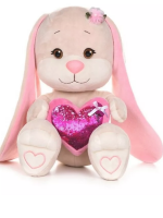 Мягкая Игрушка "Jack&Lin" Зайкас Розовым Сердцем, 25 см, в пакете 20*20*25 см