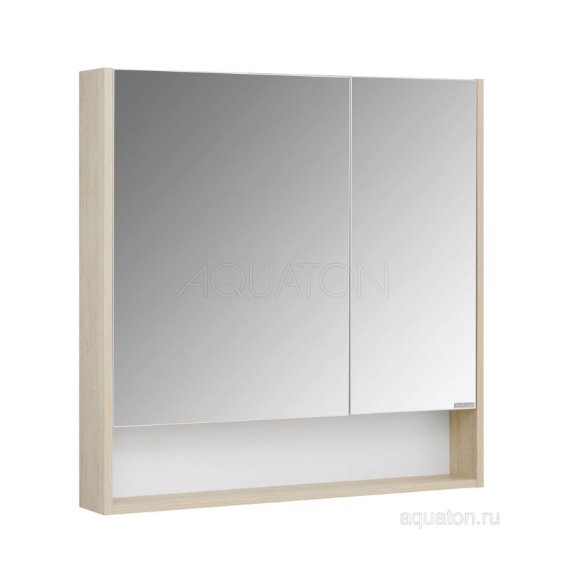 Зеркальный шкаф Aquaton Сканди 90 белый, дуб верона