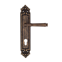 Дверная ручка на планке Fratelli Cattini Farfalla CYL PL96 античная бронза