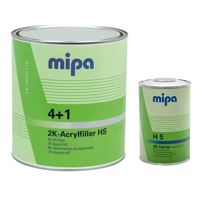 Mipa 4+1 2K-HS-Acrylfiller Филлер акриловый чёрный с отвердителем экстра быстрым H5 2K-Harter, объем 1л. + 250мл.