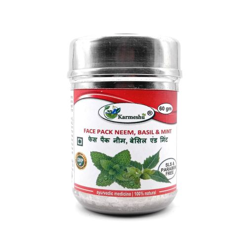 Маска для лица Ним, базилик и мята | Face pack neem, basil, mint | 60 г | Karmeshu