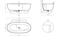 Пристенная ванна Salini Alda Wall 170х90 схема 4