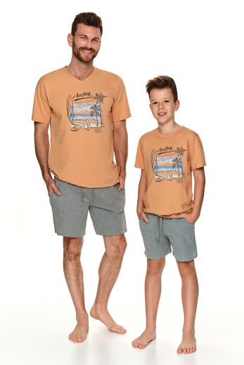 Пижама детская для мальчика TARO Wadim 2748-2749-01, футболка и шорты, оранжевый