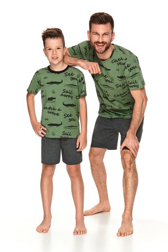 Пижама детская для мальчиков TARO Luka 2744-2745-01, футболка и шорты, зеленый