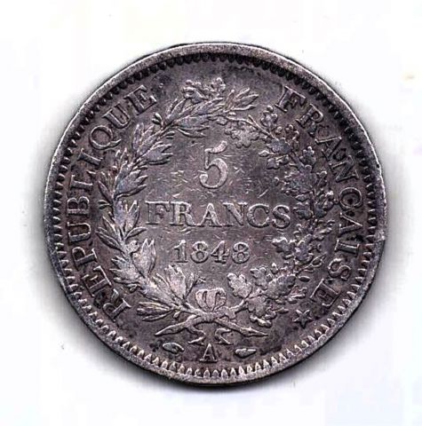 5 франков 1848 Франция Редкий год