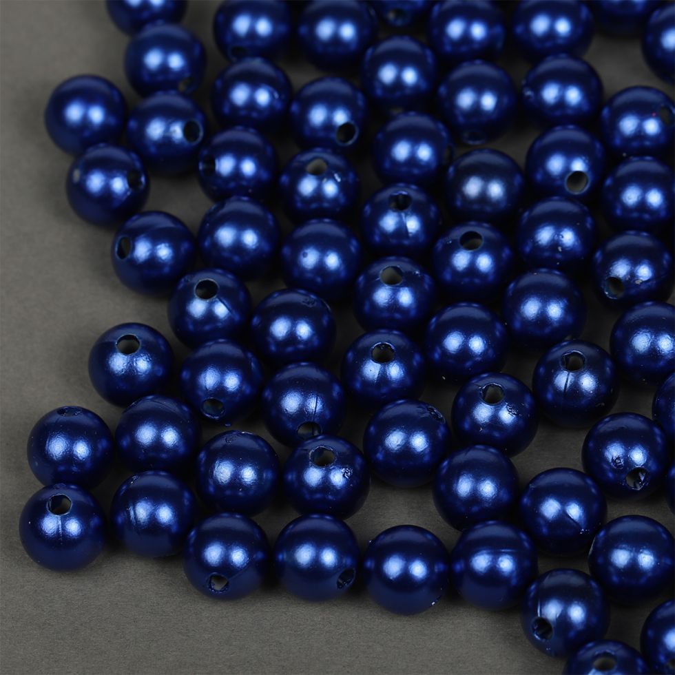 Бусины под жемчуг (пластик) Чернильно-синий Разные диаметры (SBT-Perl.А33)