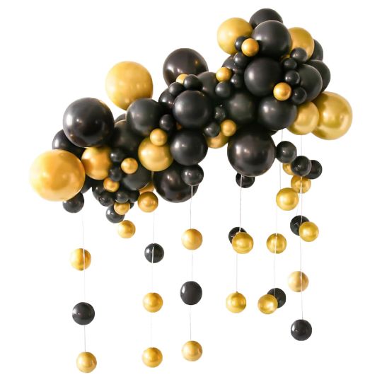 1 м Чёрный-золото гирлянда разнокалиберная из шаров